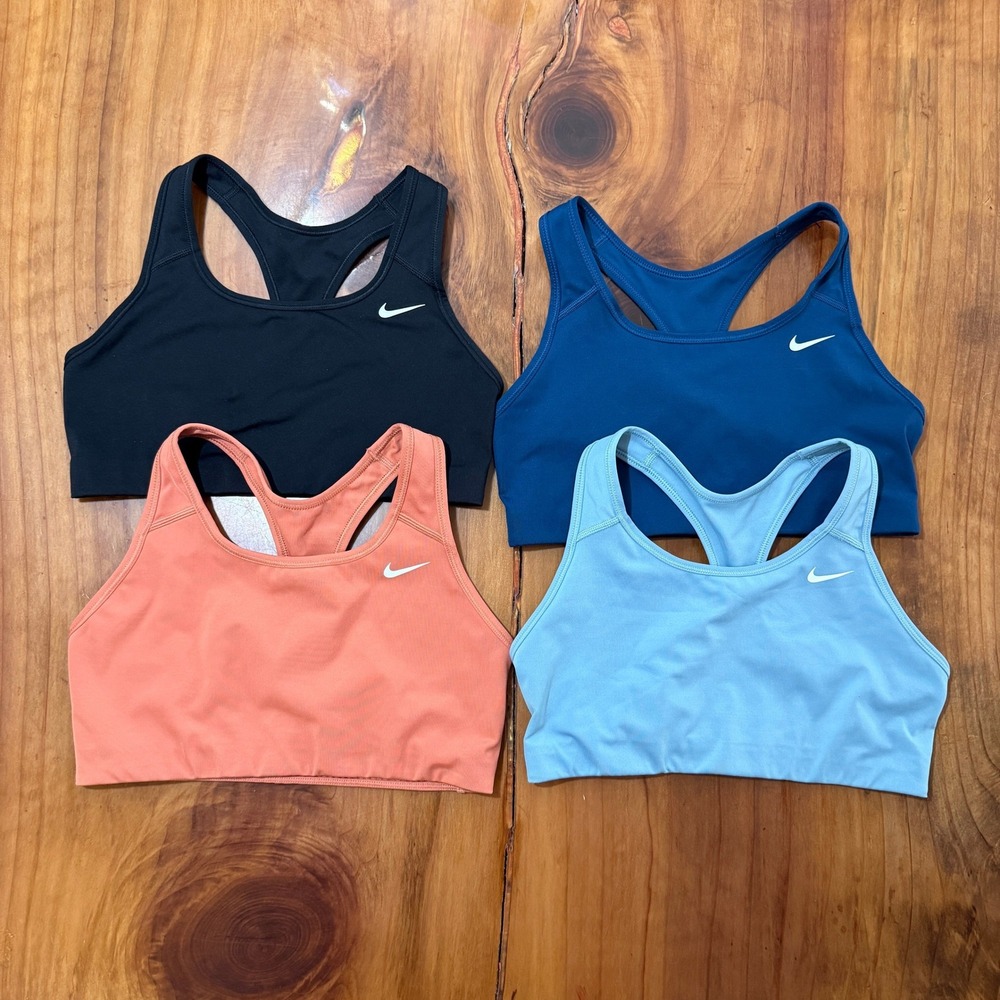 Nike Women's Bra M Wireless Nylon Sports unpadded LOT OF 4 Swoosh BV3630 D4-17